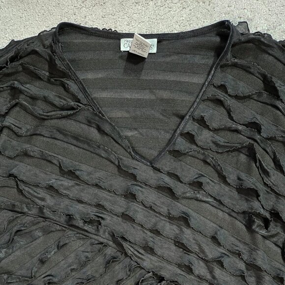 Maggie Barnes for Catherines Black Ruffled Shimmering Top Evening Party - Picture 4 of 7